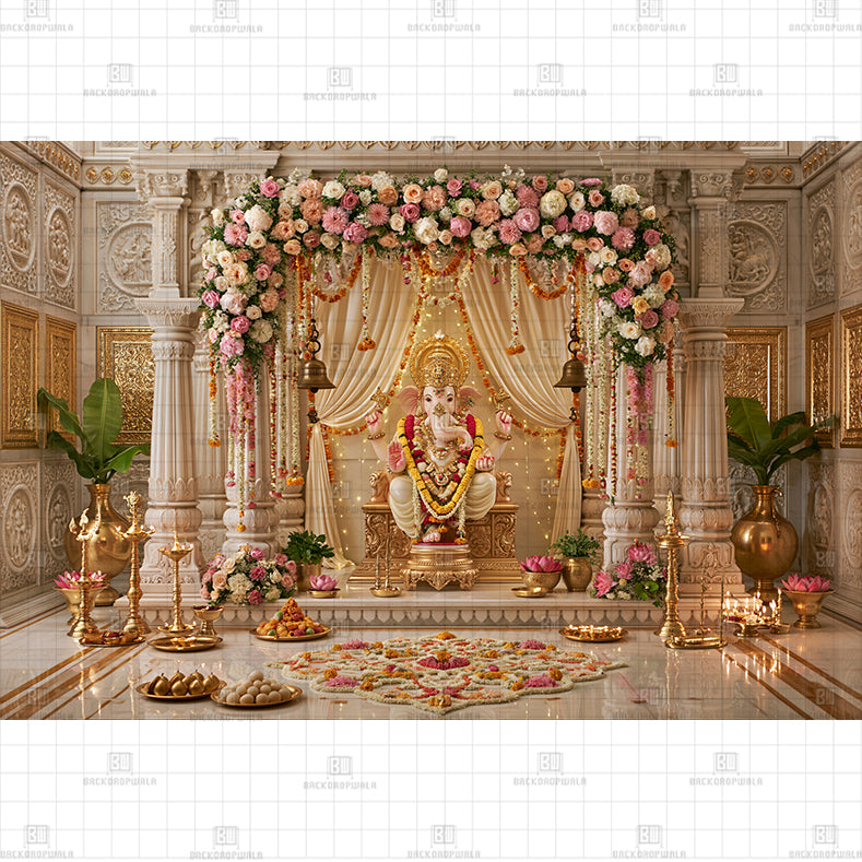 Golden Temple Altar Printed Baby Backdrop