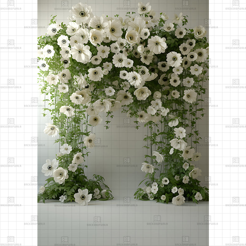 White Anemone Wall Backdrop Printed Maternity Backdrop