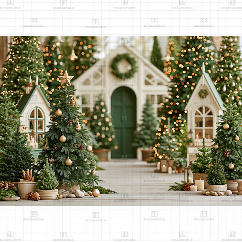 Starlight Forest Greenhouse Christmas Printed Baby Backdrop