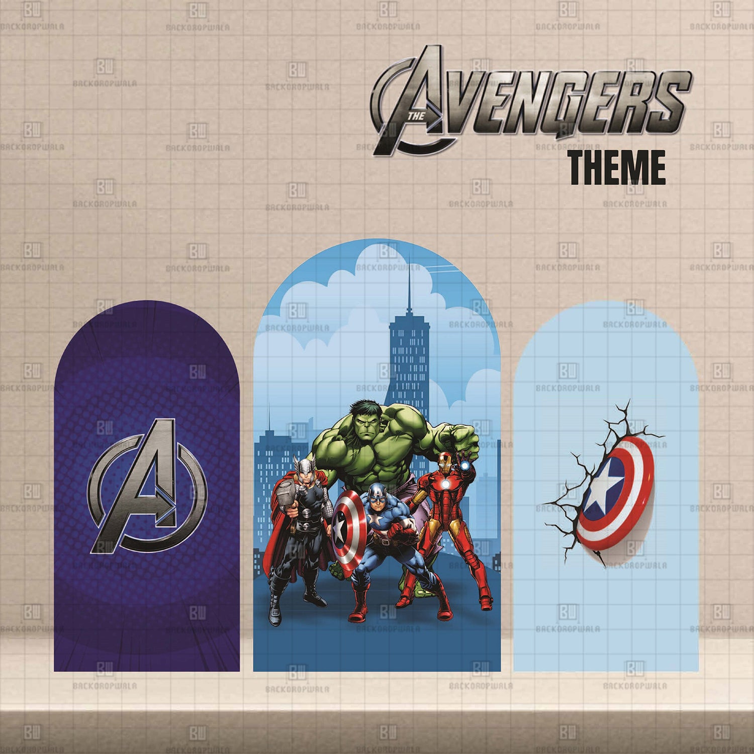 The Avengers Theme Printed Event Backdrop