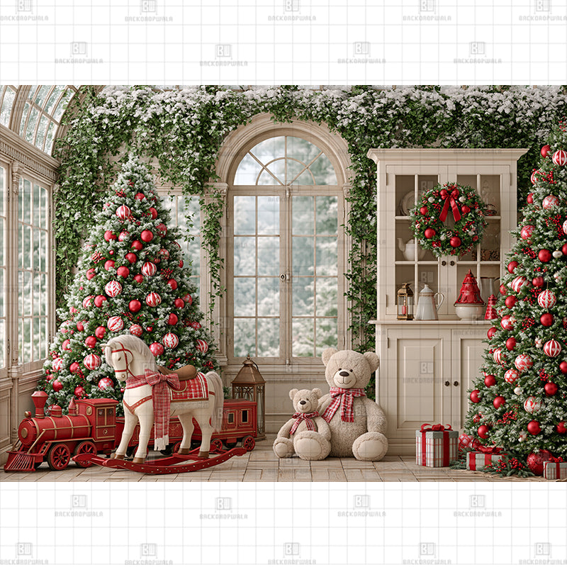 Cozy French Country Christmas Printed Baby Backdrop