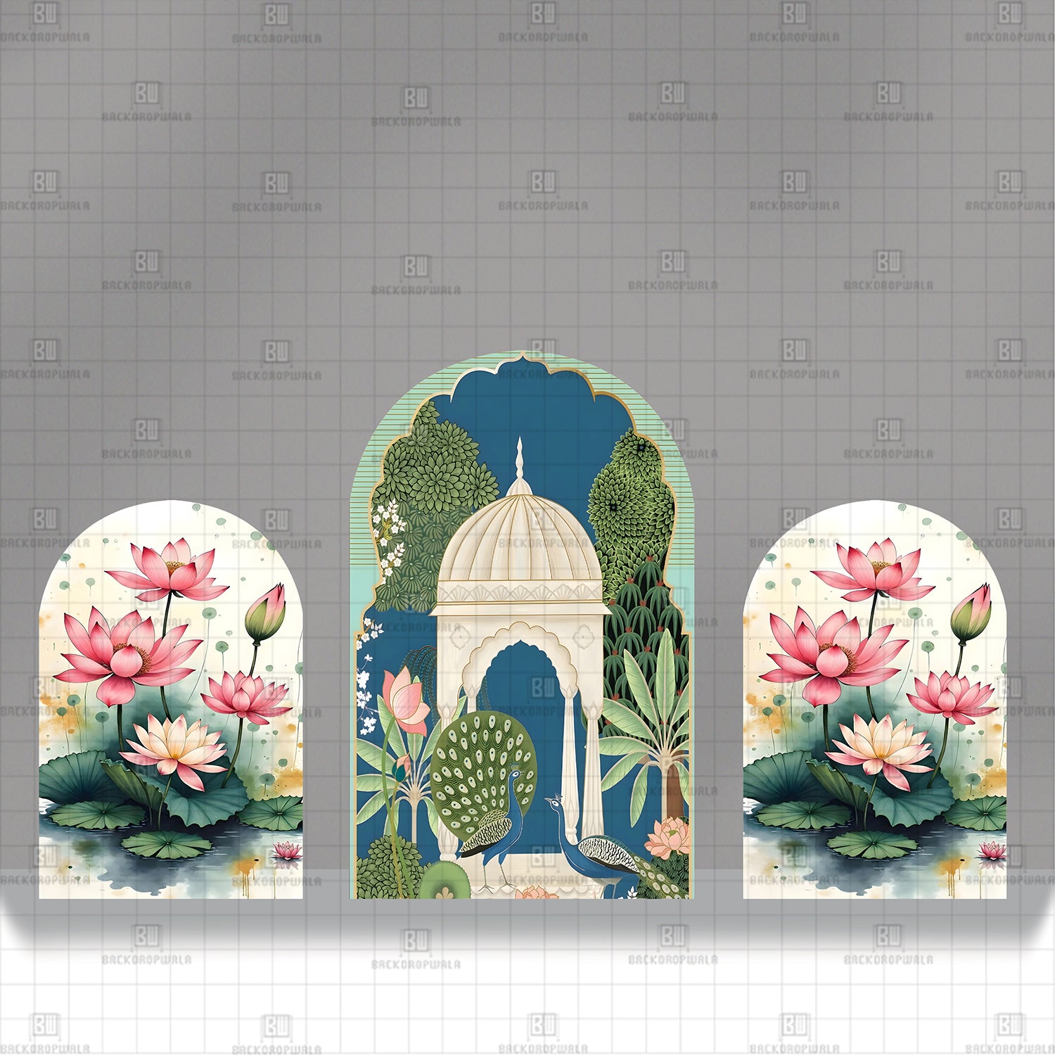 Lotus Lake Sanctuary Theme Printed Event Backdrop