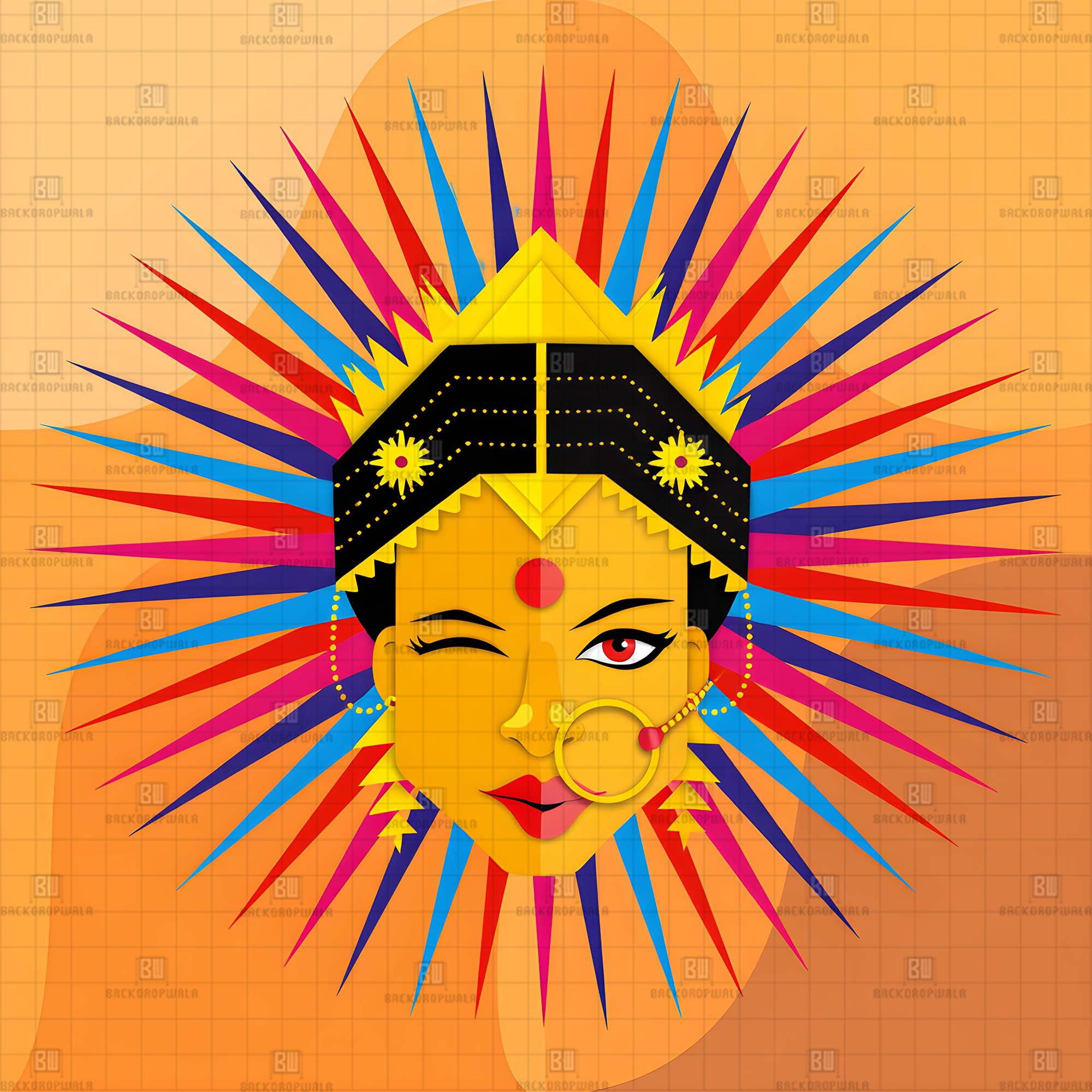 A Wink in Technicolor Carnival & Haldi Theme Backdrop