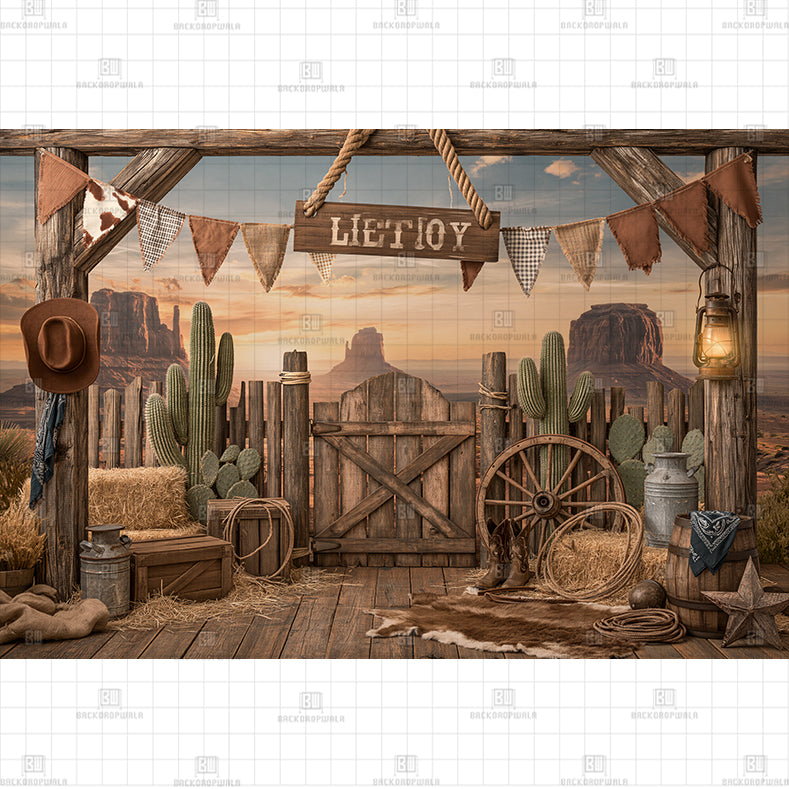 Longhorn Wood Backdrop Printed Baby Backdrop