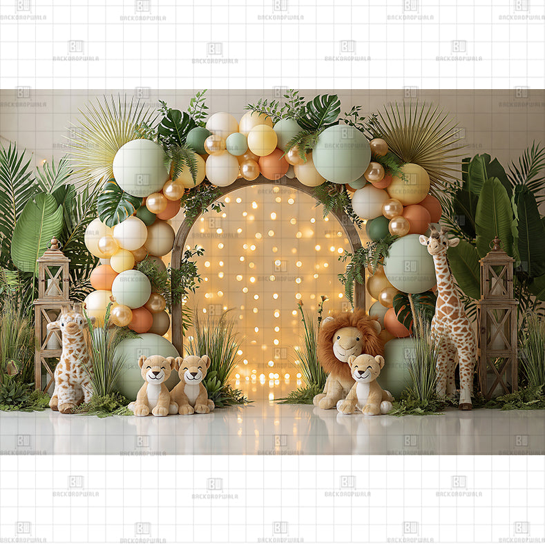 Jungle Safari Birthday Printed Baby Backdrop