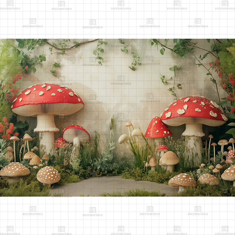 Magical Mushroom Glade Printed Baby Backdrop