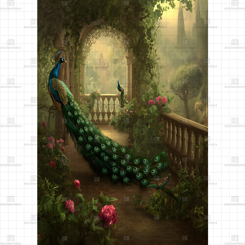 Peacock Garden Backdrop Printed Maternity Backdrop