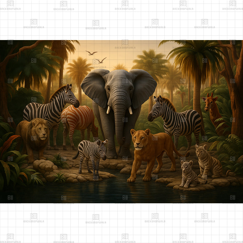 Jungle Adventure Printed Baby Backdrop