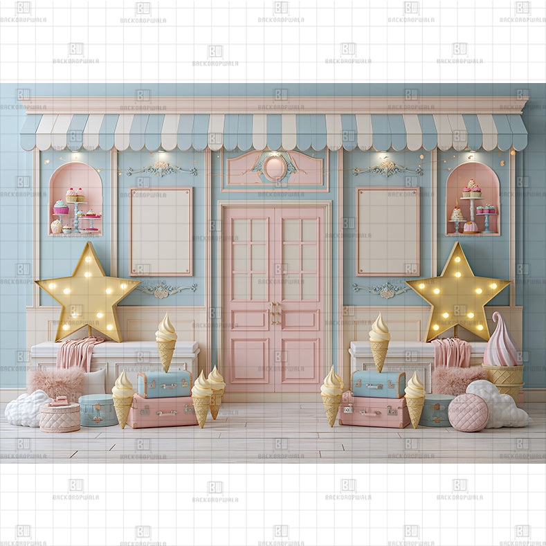 Ice Cream Cones Printed Baby Backdrop