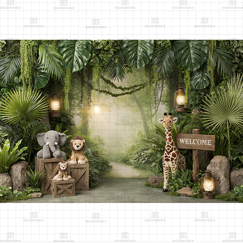Jungle Adventure Printed Baby Backdrop