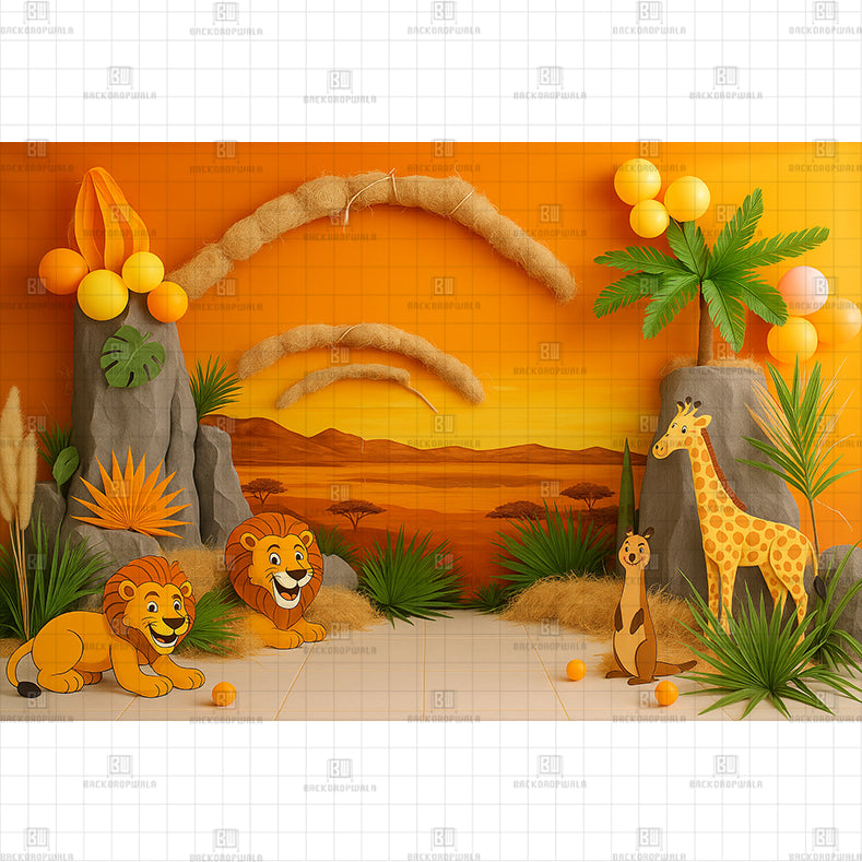 Safari Friends Printed Baby Backdrop