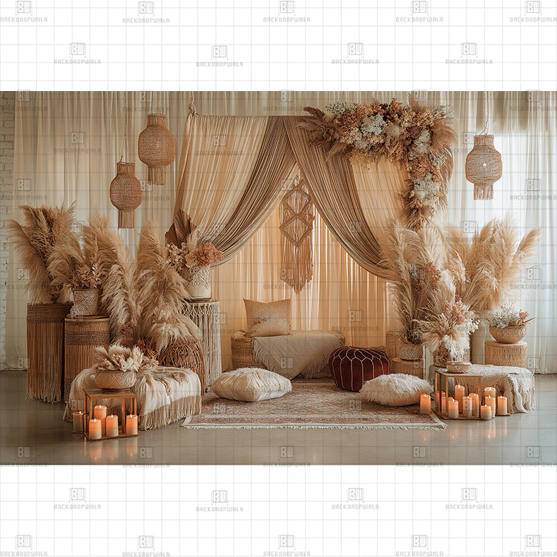Framed Flora Printed Baby Backdrop
