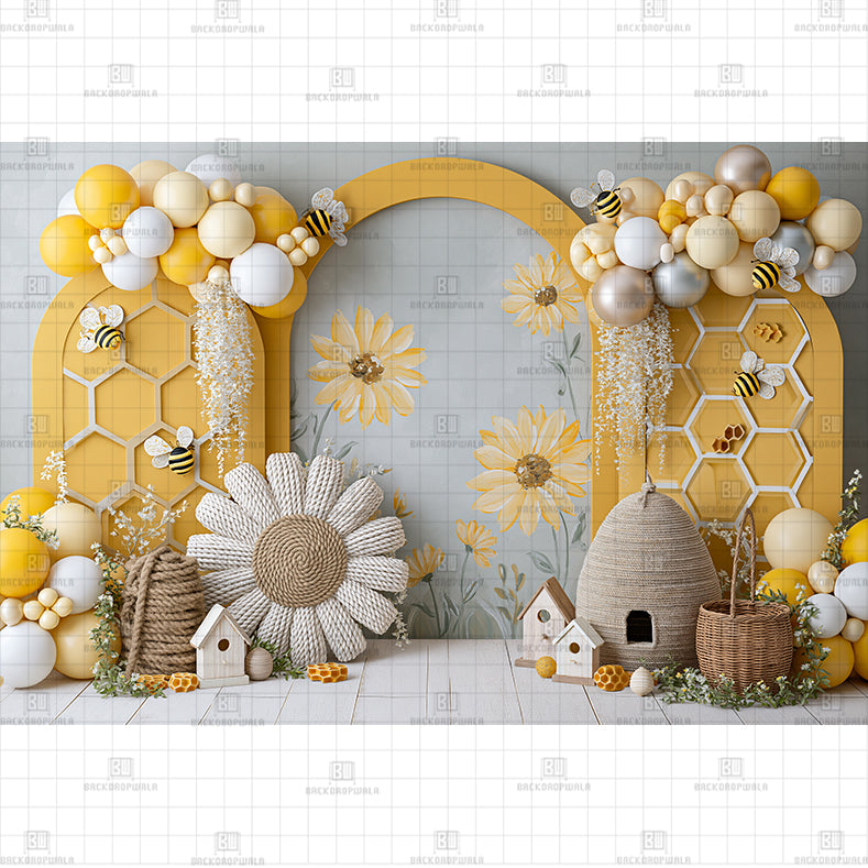 Bee Garden Fence Printed Baby Backdrop