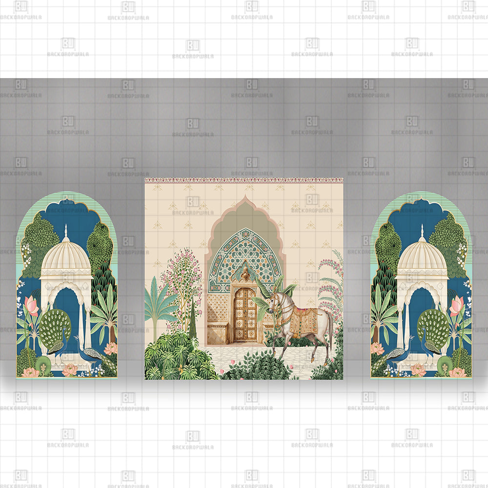 Traditional Indian Courtyard Printed Event Backdrop