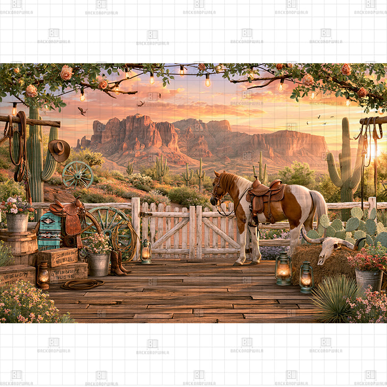 Cowboy Barn Printed Baby Backdrop