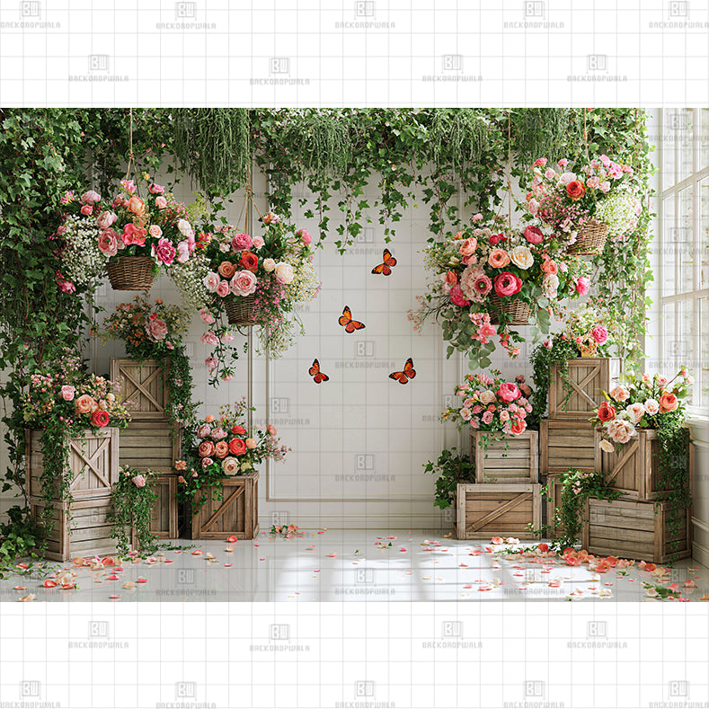 Butterfly Boulevard Printed Baby Backdrop