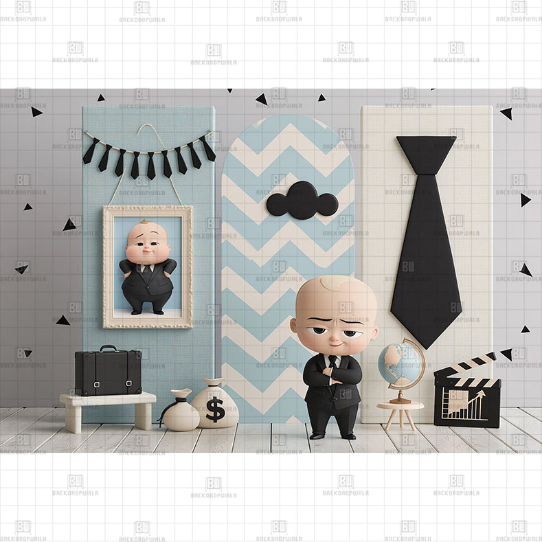 The Little Boss Executive Printed Baby Backdrop