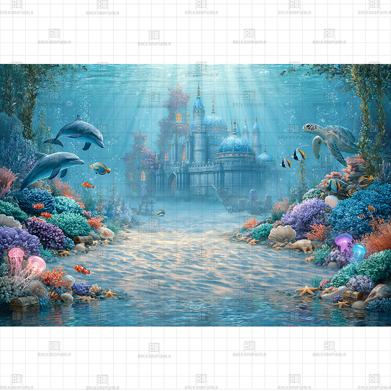 Coral Cave printed Baby Backdrop