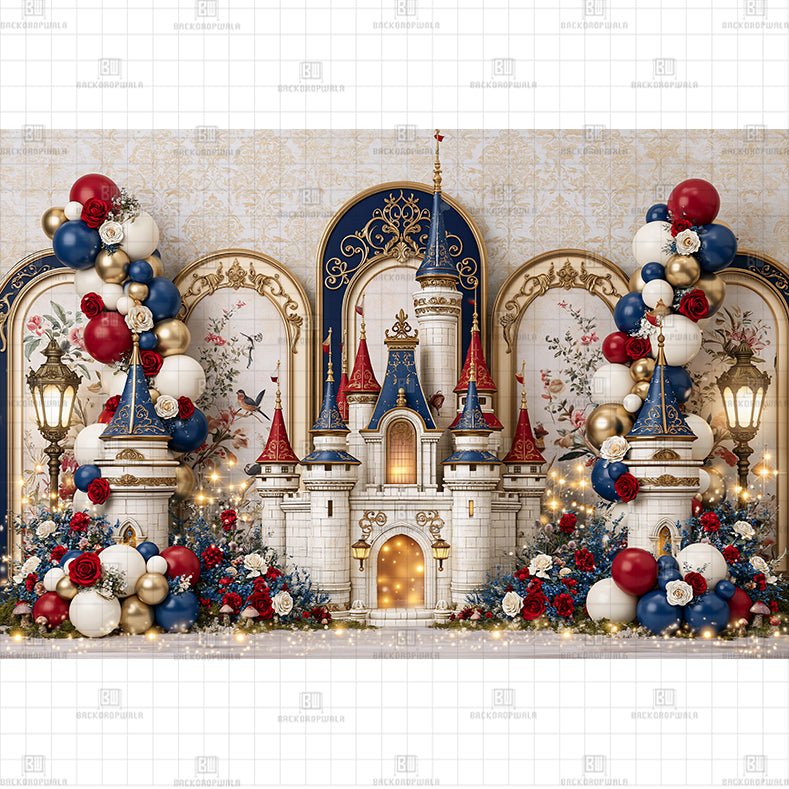 Pastel Fantasy Castle Printed Baby Backdrop