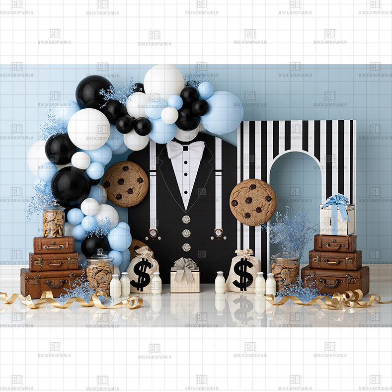 Suit & Tie Chevron Celebration Printed Baby Backdrop
