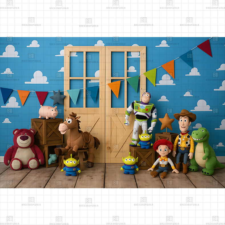 Toy Story Gang Printed Baby Backdrop