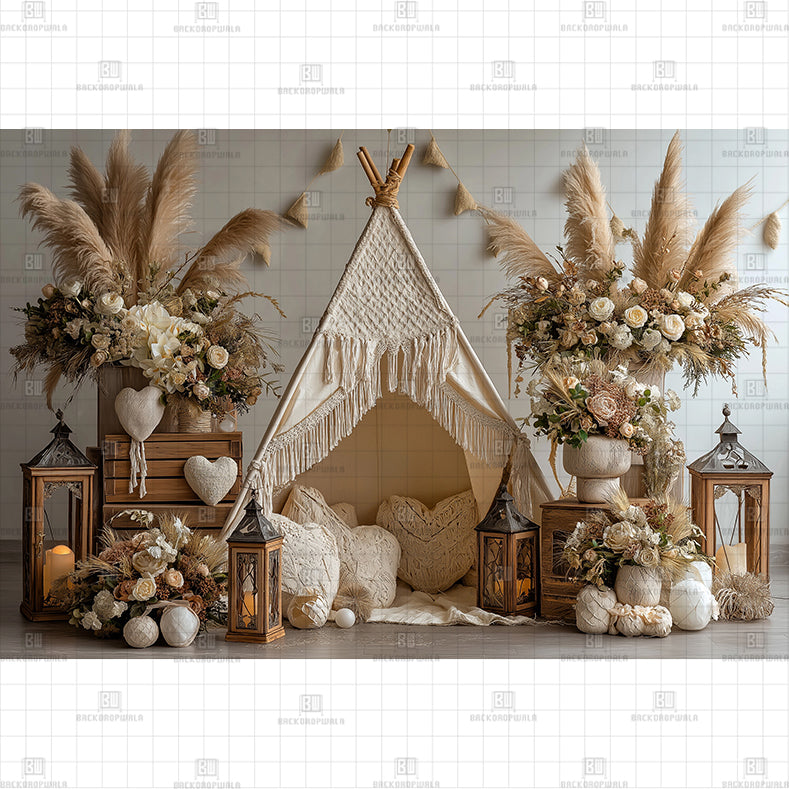 Tent Boho Printed Baby Backdrop