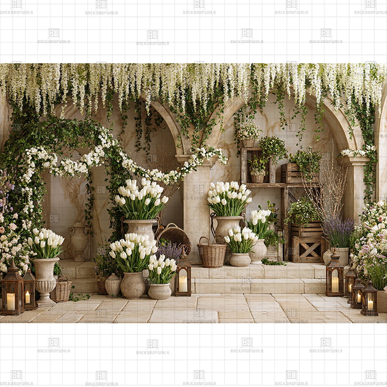 Floral Doorway Printed Baby Backdrop
