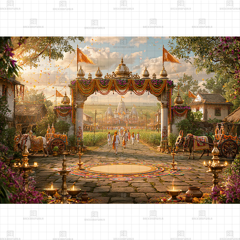 The Grand Entrance of Pandharpur Ekadashi Printed Baby Backdrop