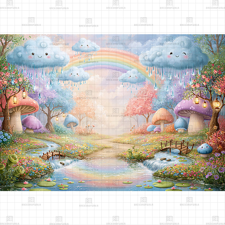 Magical Mushroom Forest Printed Baby Backdrop
