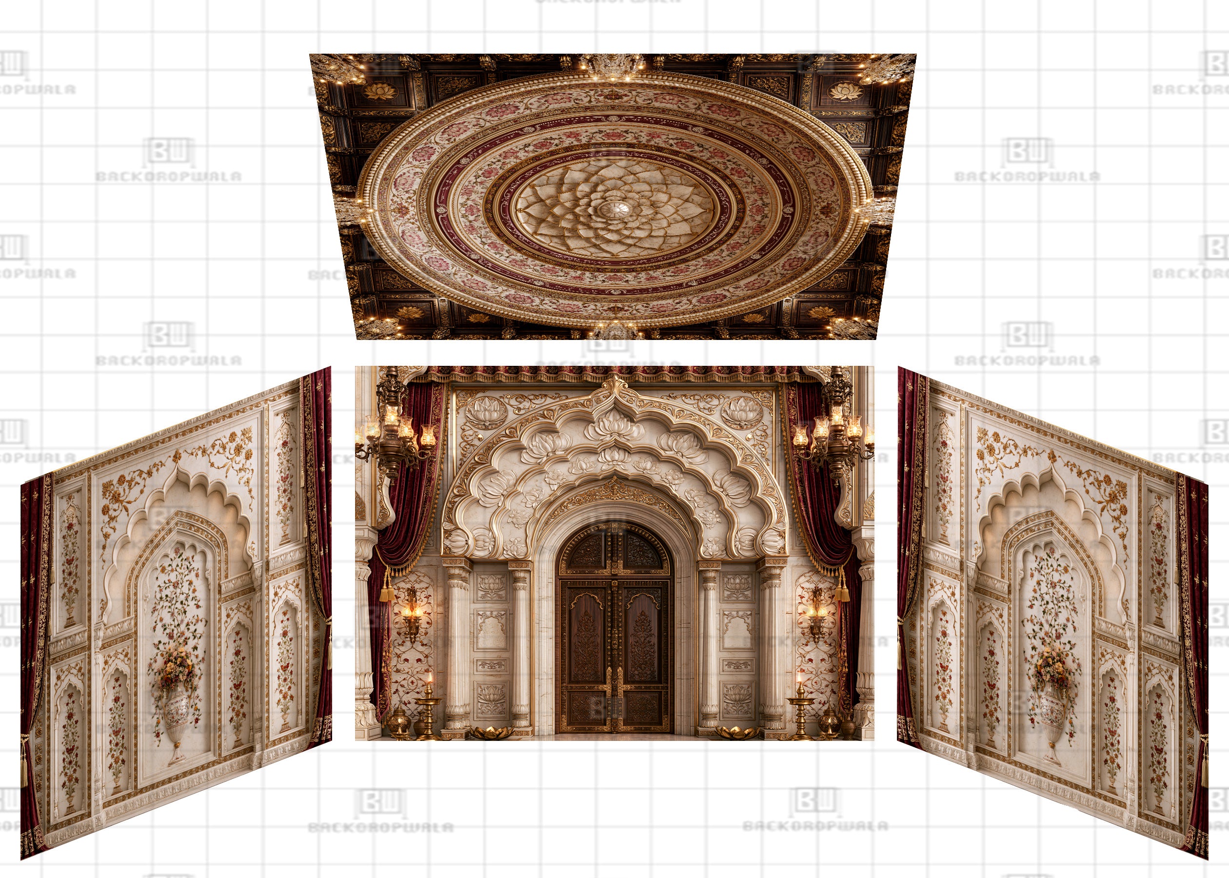 Divya Lotus Palace Dwar Theme Ganesh Pandal Backdrop