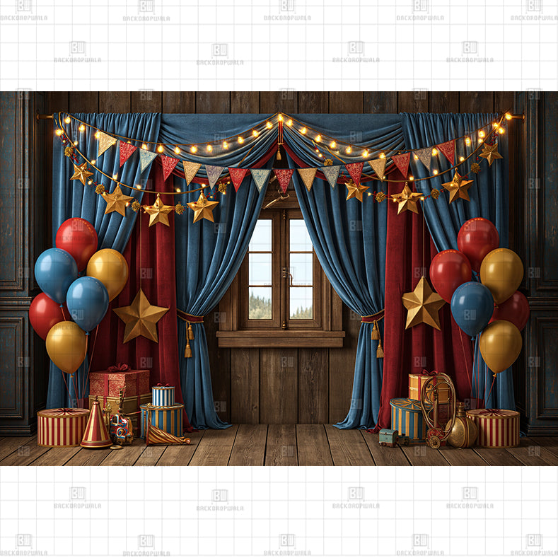 Clown Town Corner Printed Baby Backdrop
