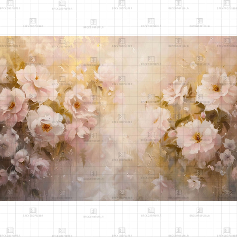 Golden Floral Whisper Backdrop Printed Born Baby Backdrop