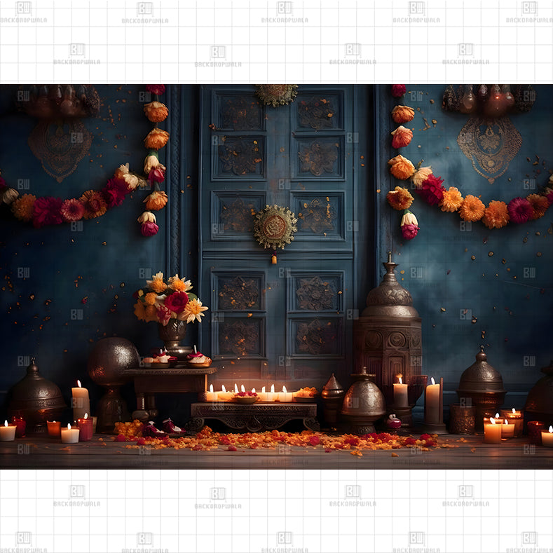 Candlelit Festival Setup Printed Baby Backdrop