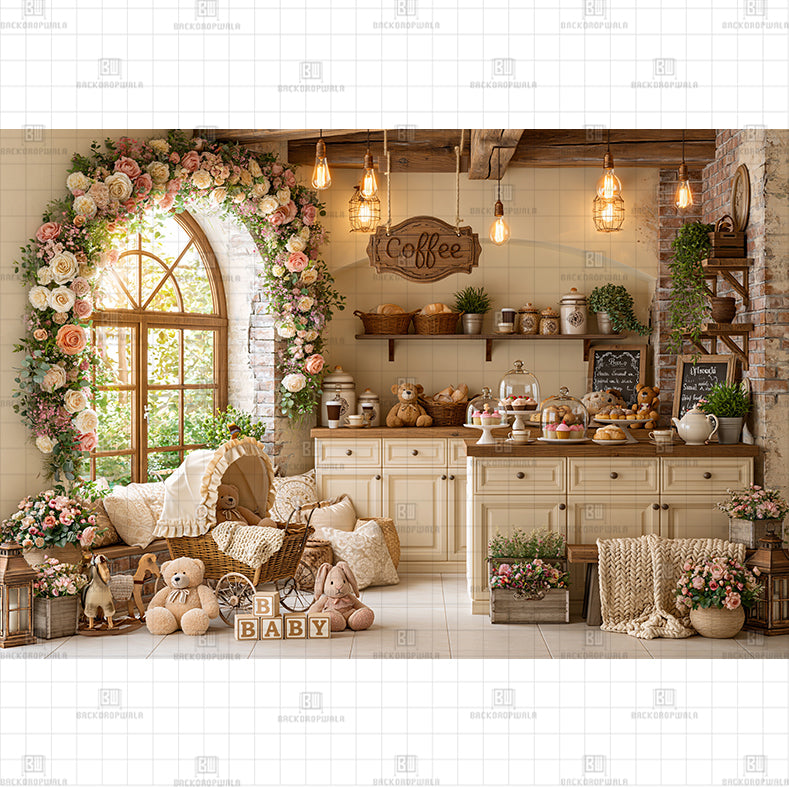 Vintage Roast Printed Baby Backdrop