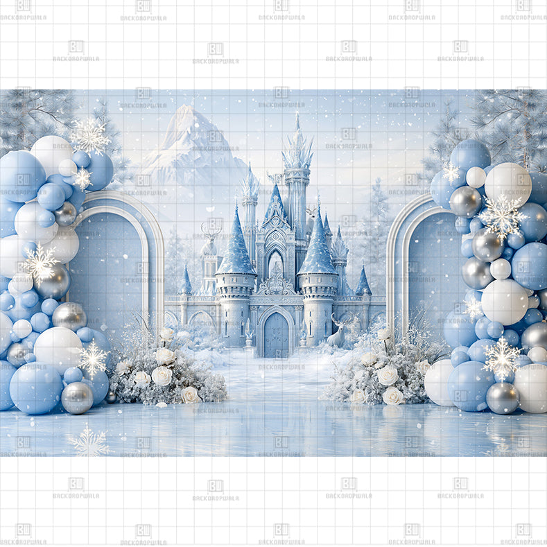 Royal Blue Castle Printed Baby Backdrop