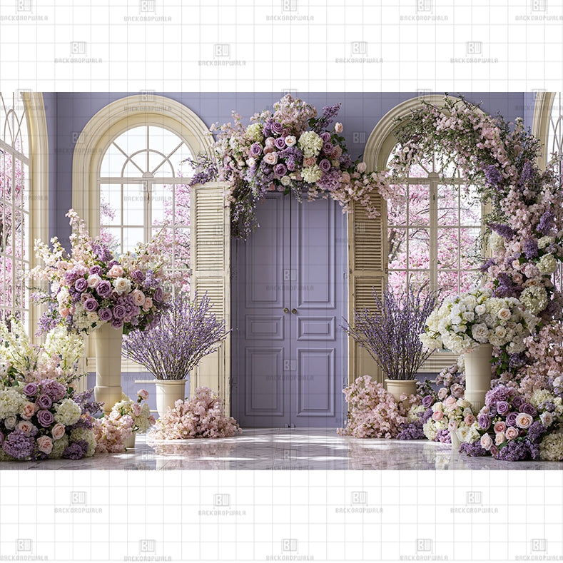 White Floral Arch Printed Baby Backdrop