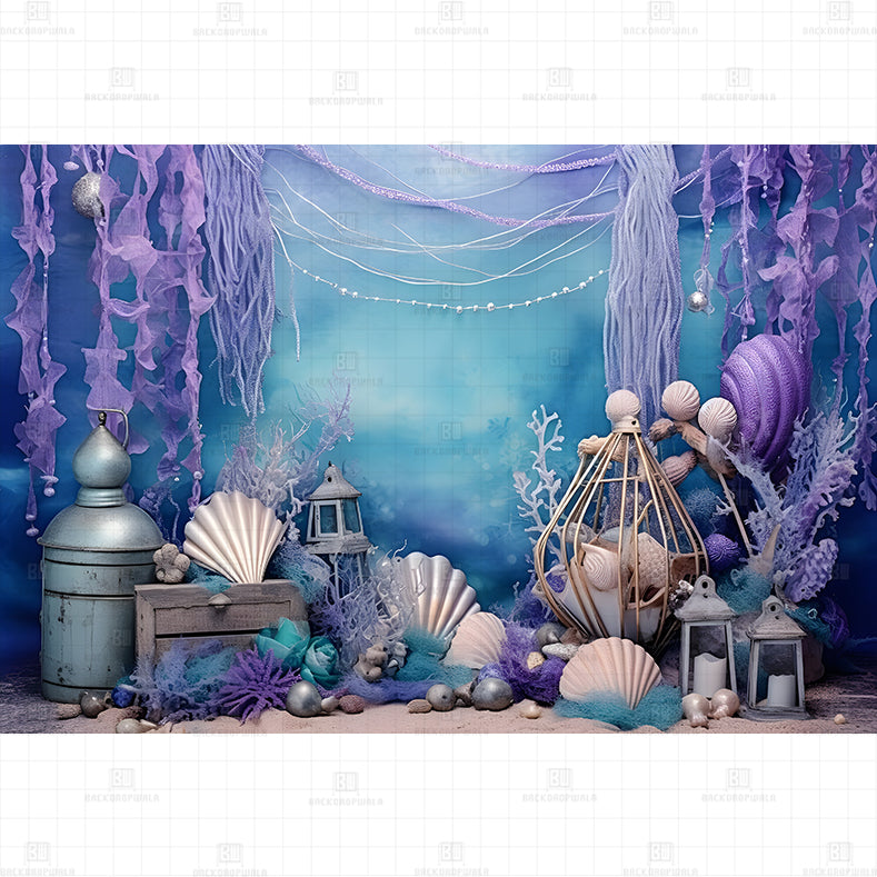 Mermaid Treasures printed Baby Backdrop
