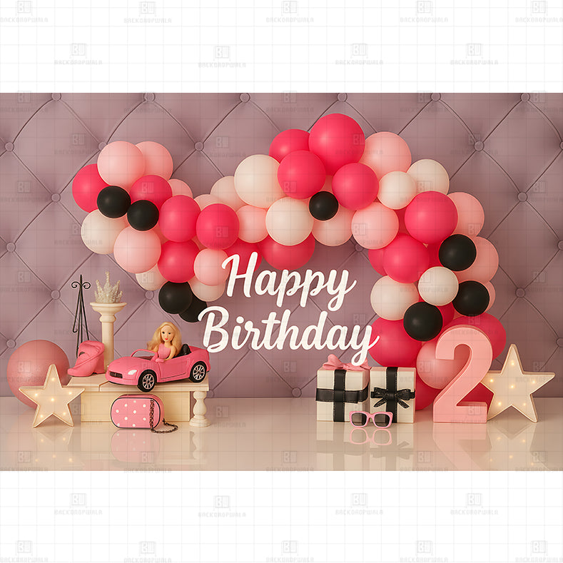 Barbie Birthday Theme Printed Baby Backdrop