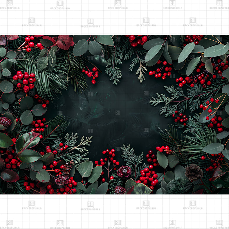 Winter Berry Embrace Backdrop Printed Born Baby Backdrop