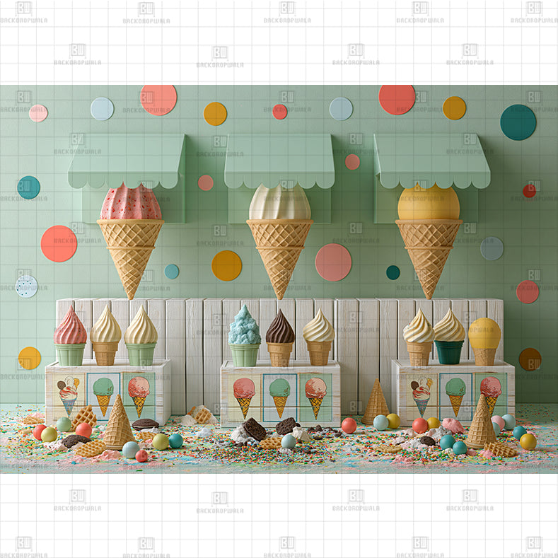 Sweet Treat Cart Printed Baby Backdrop