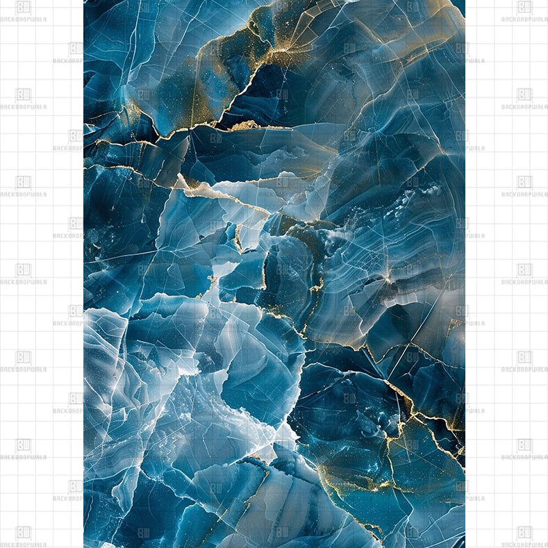 Blue marble with gold veining Printed Product Backdrop