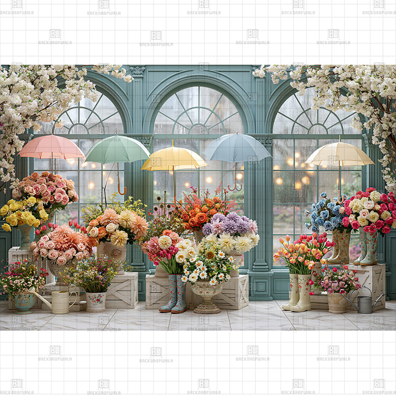 Umbrella Brick Printed Baby Backdrop