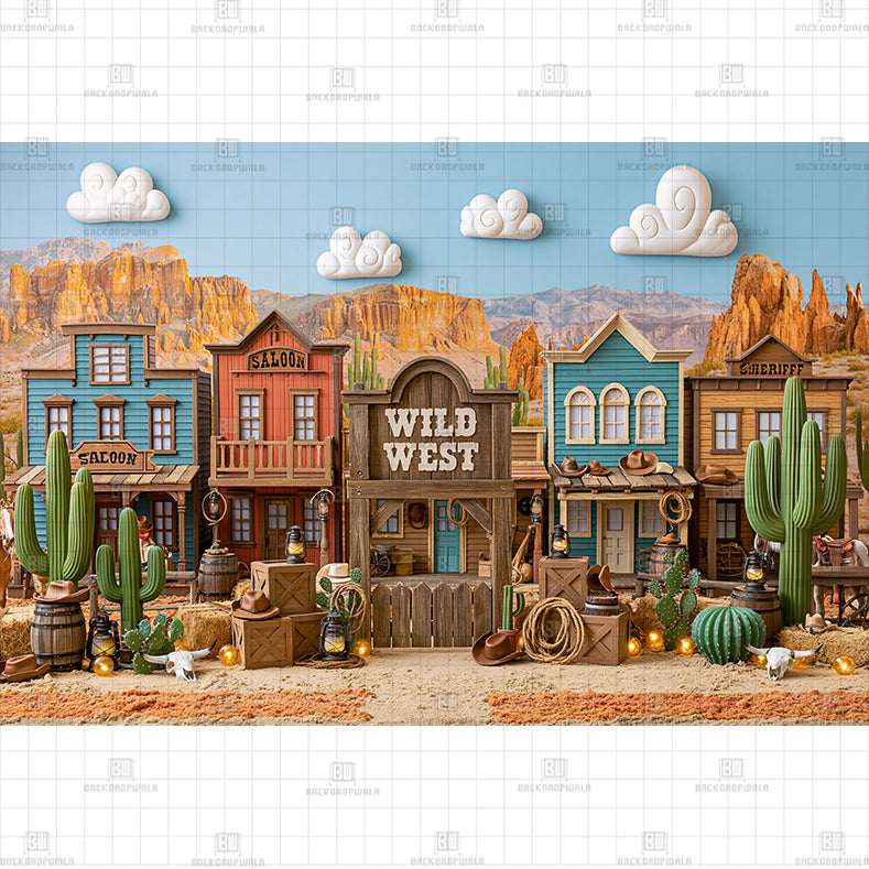 Small Wild West Barn Printed Baby Backdrop