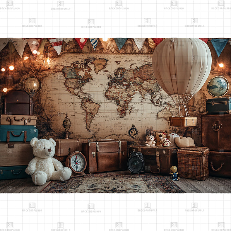 World Map Explorer Printing baby backdrop – Backdropwala