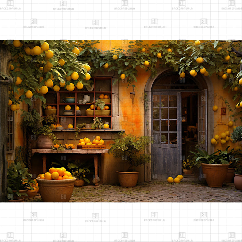 Lemon Tree Courtyard Printed Baby Backdrop