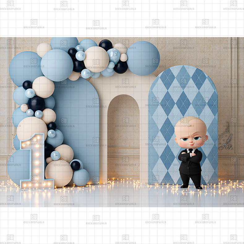 Blue Argyle Corporate CEO Printed Baby Backdrop