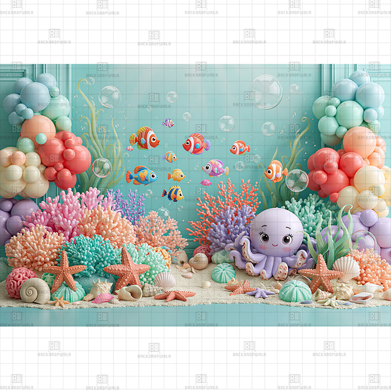 Turtle Party printed Baby Backdrop