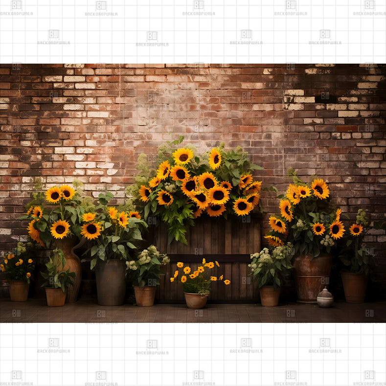 Sunflower Brick Printed Baby Backdrop