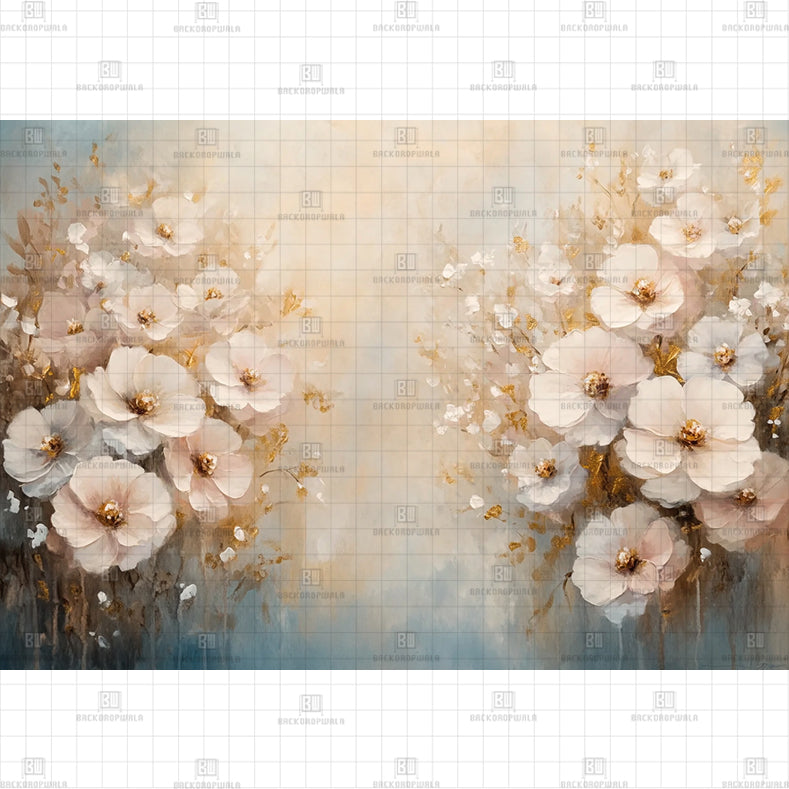 Creamy Bloom Serenity Backdrop Printed Born Baby Backdrop