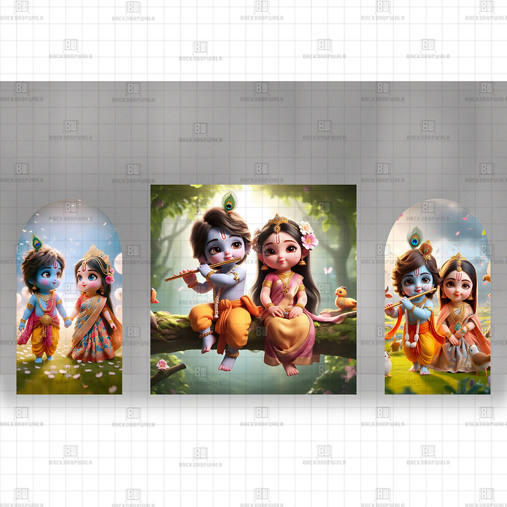 The Eternal Bond of Radha and Krishna Printed Event Backdrop